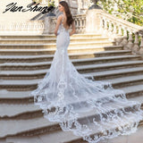 Runhufu Sexy Mermaid Wedding Dress For Women 2023 Lave Appliques Sleeveless Bride Gown Backless Zipper Train Vestidos De Noiva