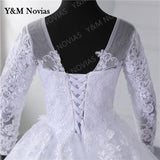 runhufu Novias Long Sleeve White Wedding Dress For Women 2023 New Vintage Ball Bridal Gown Vestido De Mariage Plus Size Real Photo