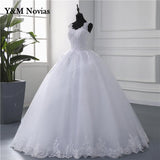 runhufu Video Spaghetti Straps White Ivory Tulle Bridal Ball Gown For Wedding Dresses New Luxury Pearls Marriage Customer Made