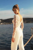 Runhufu Jumpsuits Wedding Dresses Shealth Scoop Tulle Appliques Detachable Train 2023 Wedding Gown Bridal Dress Vestido De Noiva