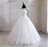 runhufu Video Cheap Luxury Pearls Ball Gowns O-Neck Off White Tulle Bridal Dress For Wedding Dresses with Sleeve Plus Size Custome