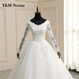 runhufu White Ivory Ball Gown Full Sleeve Vintage Wedding Dress 2023 Elegant LongLace Embroidery Appliques vestido De Noiva Bridal