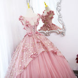 runhufu Maria Novia Primrose Grass Dark Pink Quinceanera Dresses Flower Plus Size Ball Gown Prom Dress Vestidos Princesa 15 Anos