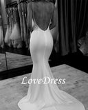 Runhufu Elegant Spaghetti Straps Mermaid Wedding Dresses For Brides 2023 Simple Open Back Sexy Bridal Gowns Robe De Mariee