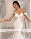 Runhufu Vintage Off Shoulder Wedding Dresses Sweetheart Mermaid Satin And Tulle Bridal Gowns Robes Vestidos De Novia