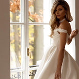 Runhufu White A-Line Wedding Dresses Elegant Off The Shoulder Appliques Bridal Gowns Boho Beach Princess Wedding Gowns Custom Size