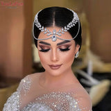 Runhufu Woman Headband with Comb Forehead Head Chain Bridal Tiara Wedding Hair Accessories Pageant Hair Ornament Headwear HP524