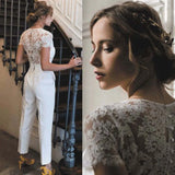 Runhufu Applique Jumpsuits for Women 2023 V Neck Elegant Ivory Pants for Weddings RobeDe Mariee vestidos de novia vestidosde novia