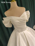 runhufu Robe De Mariage Lustrous Satin Ball Gown Wedding Dresses Vestido De Noivas Plus Size Bridal Custom Wedding Gowns