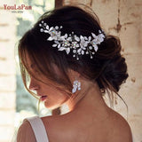 Runhufu Woman Hair Comb Bridal Headdresses Wedding Hair Accessories Bride Tiara Hair Clip Pageant Headwear for Party HP523