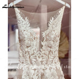 runhufu New V-Neck Tulle Wedding Dress 2023 A-Line Backless Sleeveless Bridal Gown For Women Vestido De Novia Lakshmigown