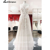 runhufu de Mariage Boho Chic Wedding Dress 2023 V Neck Lace Tulle Bohomian Beach Bridal Gowns vestido de novia Backless Summer