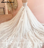 runhufu Court Train Wedding Dress 2023 Vestido Civil Tulle Wedding Dresses Sleeveless Lace Bodice Bridal Gown Robe de mariee