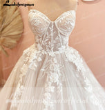 runhufu Court Train Wedding Dress 2023 Vestido Civil Tulle Wedding Dresses Sleeveless Lace Bodice Bridal Gown Robe de mariee