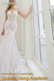 Runhufu Appliques Mermaid Wedding Dress 2023 Spaghetti Straps Backless Bridal Gown For Women Tulle Sweep Train Vestidos De Noiva