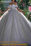 Runhufu Princess Wedding Dress Ladies Glitter Tulle Sweetheart Bridal Dress Robe De Mariee Off Shoulder Arab Dubai فستان Mariée