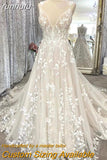 runhufu Vestido Boho Chic Wedding Dress Vintage Lace Appliques Zipper Back Bridal Gowns 2023 Vestido Largo Boda