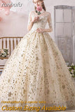 runhufu Dress 2023 Muslim Half Sleeve High Neck Lace Up Ball Gown Princess Champagne Vintage Wedding Dresses Hs778