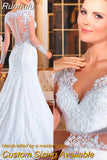 Runhufu NICEB Mermaid Wedding Dress Pearls Beaded Lace Bridal Gowns For Bride Brazil Appliques Vestido De Novia Custom Made