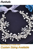 Runhufu Beaded Rhinestones Wedding Belt Crystal Bridal Belts Evening Gown Belts for Woman Bling Belts Sparkly Pearl Belt SH186