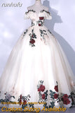 runhufu 3d Flowers Quinceanera Dresses Fluffy Off The Shoulder Vestidos De 15 Anos Quinceanera 2023 Plus Size Ball Gown