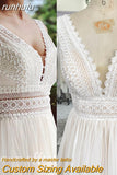 runhufu V neck Bohemian Wedding Dresses Lace Bridal Gowns tulle A-Line Wedding gown Robe De Mariee Country gelinlik