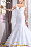 Runhufu NICEB Sweetheart Bride Wedding Dresses Mermaid Lace Long Sleeves Bridal Gowns Vestidos De Noiva Mariage Custom Made
