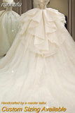 runhufu New Off The Shoulder Wedding Dress Lace Up Luxury Bridal Ball Gown Vestido De Noiva Sweep Large Train Plus Size Made Custom