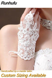 Runhufu New Lace Bride Wedding Gloves High-end Hand Sewn Diamond Finger Wedding Gloves Wedding Accessories Mariage