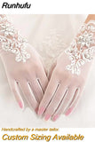 Runhufu New Lace Bride Wedding Gloves High-end Hand Sewn Diamond Finger Wedding Gloves Wedding Accessories Mariage