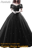 Runhufu Shoulder Quinceanera Sweet 16 Dress Ball Gown Prom Gown Handmade Floral Vestido De Festa Debutante Gowns Evening Party