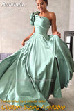 Runhufu de Novia’s Breathtaking One Shoulder Strapless Floor Length Evening Dresses and Bridal Gowns with Puff Sleeves