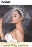 Runhufu VA06 Birdcage Veil White Black Veil Face Veil Handband Bridal Veils with Crystal Blusher Veil Wedding Party Accesories