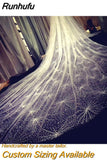 Runhufu Accessories 2023 New Arrival The Champagne Chapel Veil Bling Bling Bridal Veils Beading Wedding Veil