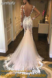 runhufu Sleeves Lace Mermaid Wedding Dress Scoop Gelinlik Vestido De Noiva Court Train White Long Bride Dresses trouwjurk