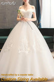 runhufu Dress 2023 New The Elegant Boat Neck Lace Up Ball Gown Off The Shoulder Sexy Vestido De Noiva Wedding Gown