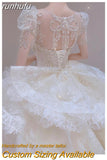 runhufu Vintage Shiny Wedding Dress 2023 New Long Train Bride Dress Big Beading Ball Gown Wedding Dresses Plus Size