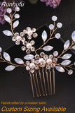 Runhufu HP67 Golden Color Woman Comb Floral Bridal Headwear Wedding Hairpin Party Brides Hair Clips Headdresses Bridesmaid Gift