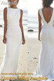 Runhufu Elasticity Soft Satin Beach Wedding Dresses For Women 2023 Bride Gown V Back Bohemian Mermaid Vestidos De Novia Elegant