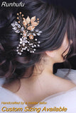 Runhufu HP67 Golden Color Woman Comb Floral Bridal Headwear Wedding Hairpin Party Brides Hair Clips Headdresses Bridesmaid Gift