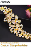 Runhufu Alloy Rhinestone Headband Wedding Head Piece Flower Bridal Hair Accessories Hair Comb Silver Hair Clips Headwear HP301