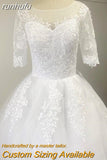 runhufu Sleeve Lace Wedding Dress New Lace Up Ball Gown Princess Luxury Appliques Wedding Dresses Vestido De Noiva