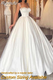 Runhufu Dress Elegant Ladies Sweetheart Satin Wedding Dress Thin Double Strap Bridal Dress Floor Length 2023 Robe De Mariée فستان