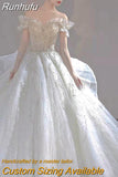 Runhufu The Shoulder Luxury Shinning Wedding Dress 2023 Princess Beading Ball Gown Bride Dresses Vestido De Noiva