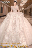 Runhufu Luxury Long Train Wedding Dress 2023 New Bridal Dresses Ball Gown Long Sleeve Winter Beading Wedding Gowns