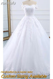runhufu Dress 2023 The Elegant Boat Neck Ball Gown Off The Shoulder Princess Luxury Lace Embroidery Wedding Dresses