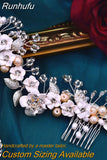 Runhufu Woman Hair Comb Bridal Headdresses Wedding Hair Accessories Bride Tiara Hair Clip Pageant Headwear for Party HP523