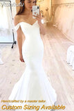 Runhufu The Shoulder Soft Satin Mermaid Wedding Dresses For Women 2023 Bride Gown Vestido De Novia Simple Suknia Ślubna Robe Mariage