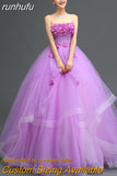 runhufu New Flower Quinceanera Dresses Sexy Strapless Party Prom Dress Plus Size Ball Gown Vestidos De 15 Custom Made Robe De Bal