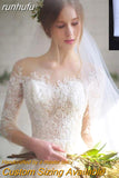 runhufu Arrival Vestido De Noiva 2023 Long Sleeve Wedding Dresses Tulle Lace Bride Dresses Wedding Gowns Vintage Wedding Dresses